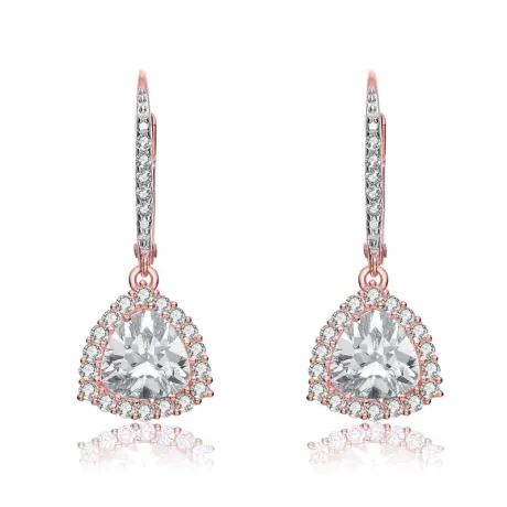 Genevive Sterling Silver with Colored Cubic Zirconia Drop Earrings