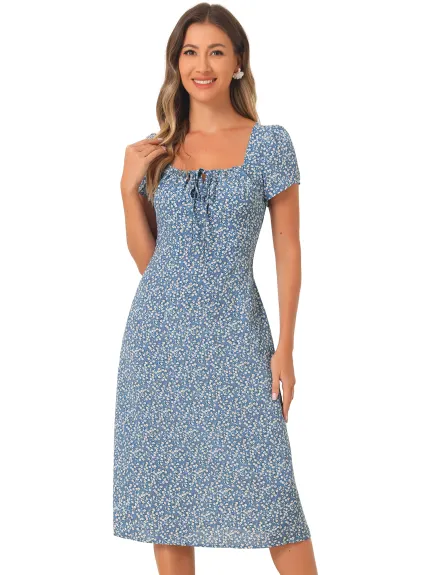 Allegra K - Robe midi à encolure carrée et imprimé cerises