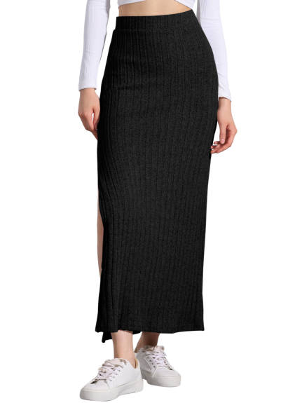 Allegra K - High Waist Long Bodycon Knit Skirt