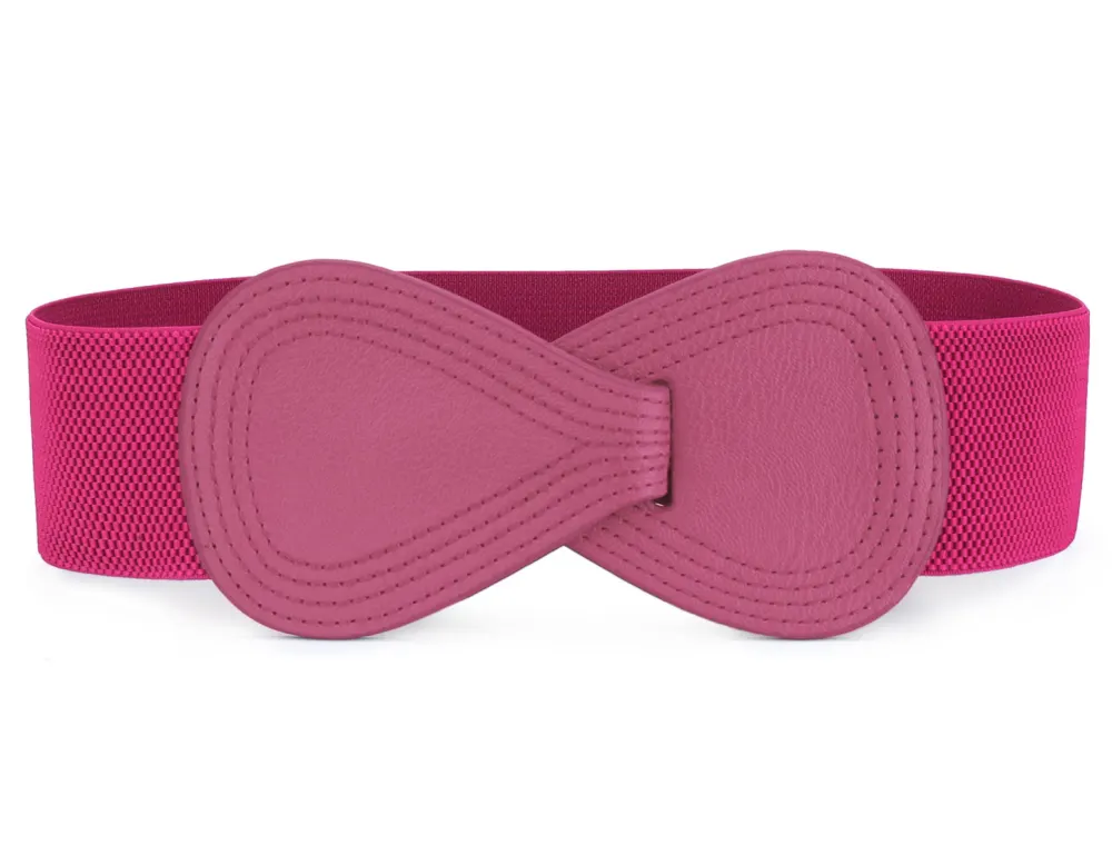 Allegra K- Interlock 8-Shaped Buckle Elastic Belt