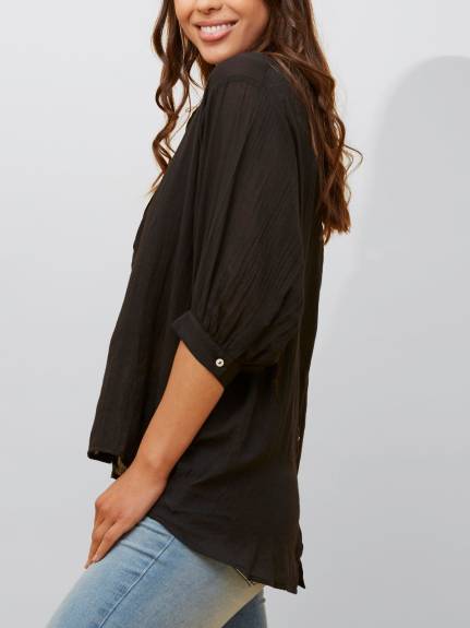 Annick - Roxanne Oversized Semi-Sheer Shirt Blouse Solid