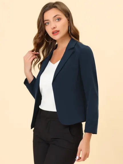 Allegra K- Open Front Casual Crop Suit Blazer Jacket