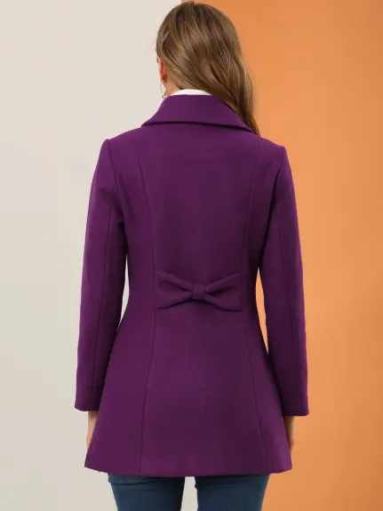 Allegra K- Single Breasted Turndown Collar Overcoat