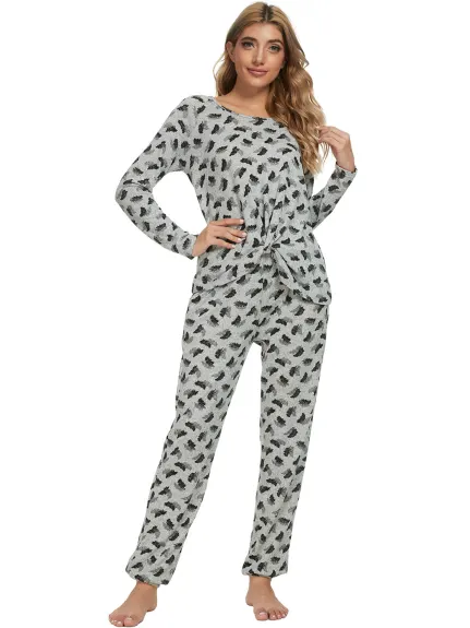 cheibear - Lounge Long Sleeve Nightwear with Pockets