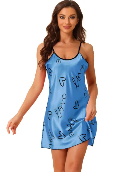 cheibear - Heart Print Lounge Mini Nightgown