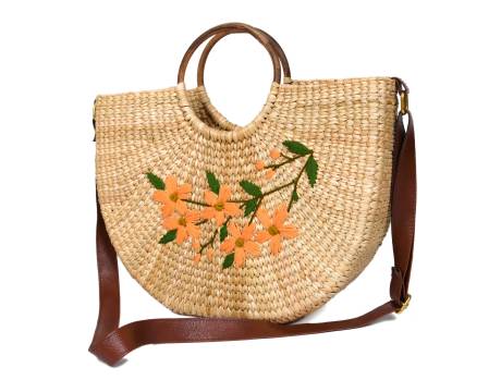 Aaron Leather Goods-Nature Nest Shopper Handwoven Embroidered Handbag