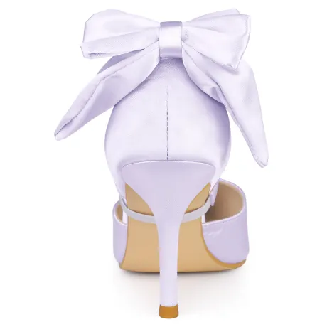 Allegra K - Pointed Toe Bow Decor Stiletto Heel Pump