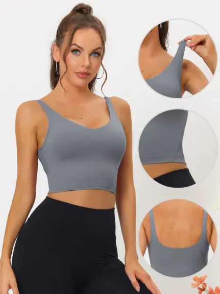 Allegra K- Sports Bra Longline Padded Yoga Tank Top