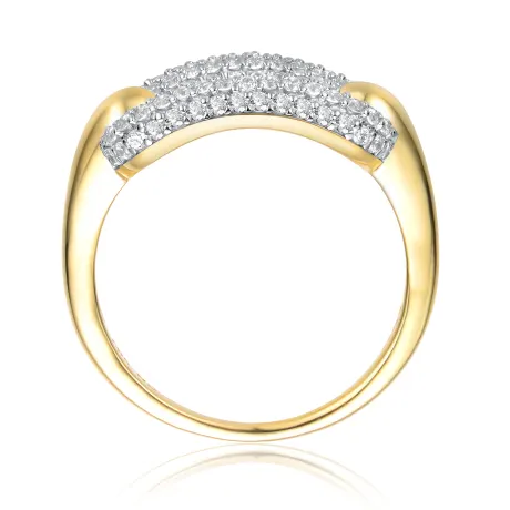 Genevive Sterling Silver 14k Gold Plated with Cubic Zirconia Open Link Stacking Ring: Size 7