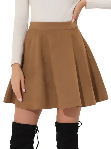 Allegra K- Faux Suede A-line Mini Skirt