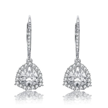 Genevive Sterling Silver with Colored Cubic Zirconia Drop Earrings