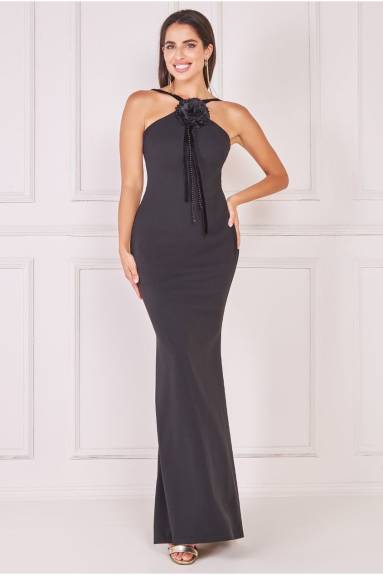 Goddiva - Racer Neck Corsage Scuba Maxi