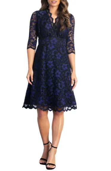 Kiyonna Mon Cherie Floral Lace Cocktail Dress