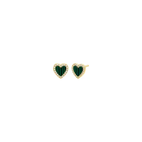 Par Adina Eden-Cold Pave Stud Earge de pavé de pierre - Malachite