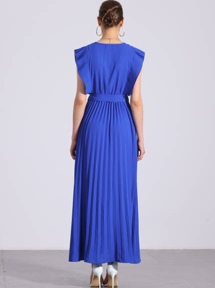 Allegra K - Wrap V-Neck Elegant Maxi Dress