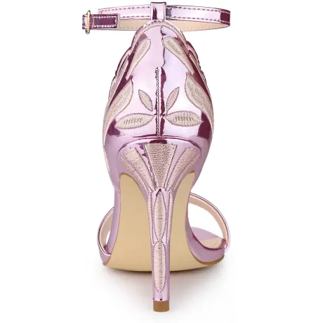 Allegra K- Butterfly Stiletto Heels Metallic Sandals