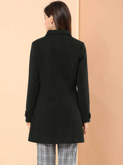 Allegra K- Peter Pan Collar Single Breasted Overcoat