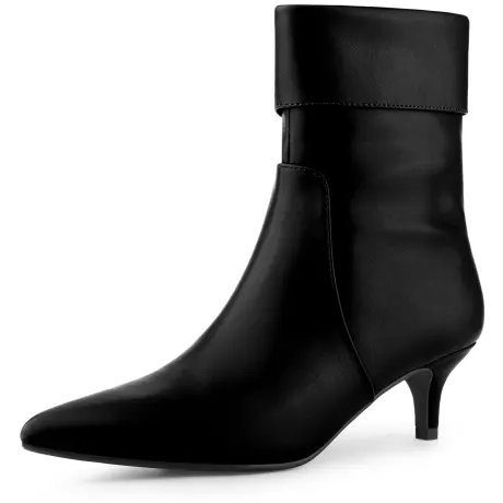 Allegra K - Pointed Toe Side Zip Ankle Boots