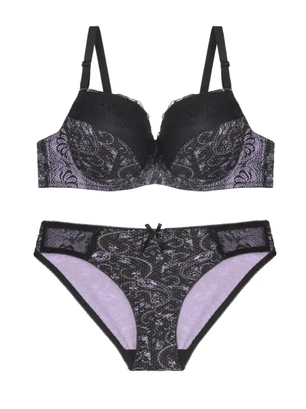 Allegra K- 2 pièces Push-Up Underwire bretelles réglables ensemble de soutien-gorge