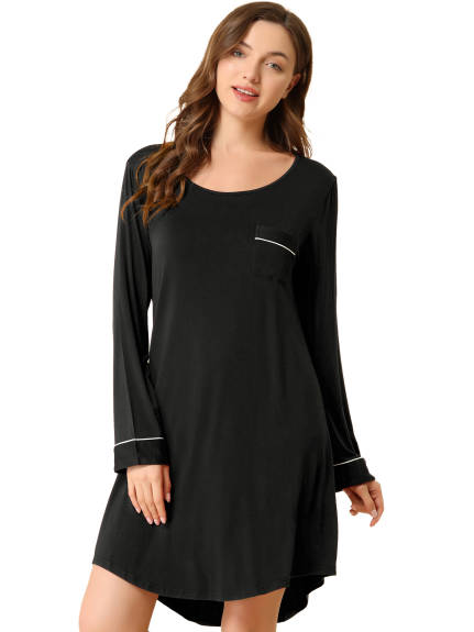 Allegra K- Round Neck Long Sleeve Sleepwear