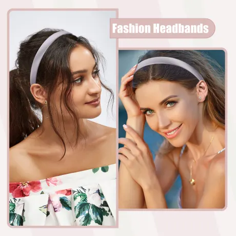 Unique Bargains- 2 Pcs Solid Satin Headbands