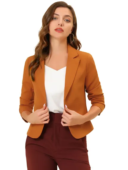 Allegra K- Open Front Crop Suit Blazer Jacket