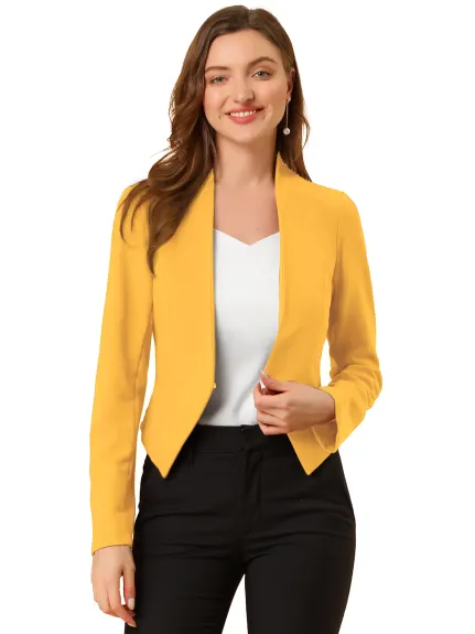 Allegra K- Suit Collarless Cropped Blazer Jacket