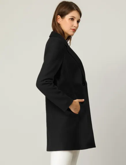 Allegra K- Classic Notched Lapel Long Overcoat