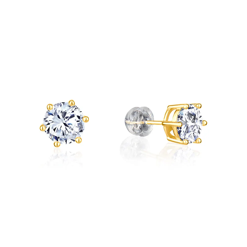 Club Rochelier Boucles d'oreilles puces géométriques zircon cubique 5A 7mm