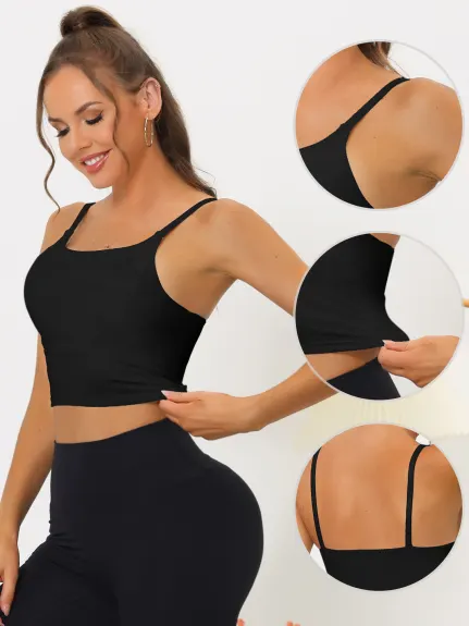 Allegra K- Longline Fitness Wirefree Padded Sports Bra Tank