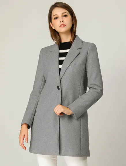 Allegra K- Classic Notched Lapel Long Overcoat