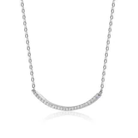 Collier incurvé en argent sterling avec zircone cubique transparente