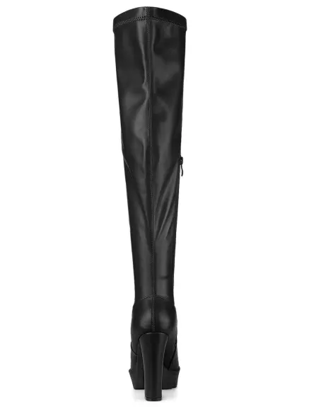 Allegra K - Chunky Heel Over Knee High Boots