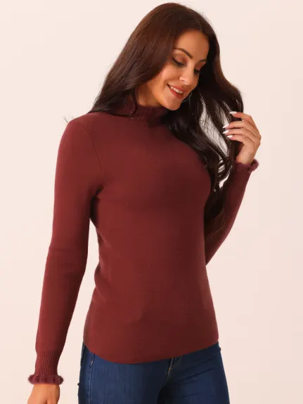 Allegra K - Slim Fit Mock Neck Sweater