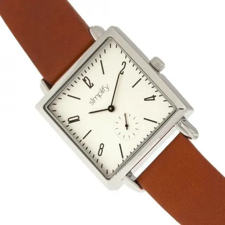 Simplify - The 5000 Leather-Band Watch - Brown/White