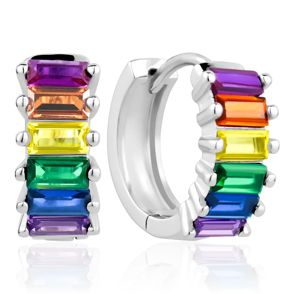 Club Rochelier BOUCLES D'OREILLES CRÉOLES MULTICOLORE ZIRCONE CUBIQUE 3A