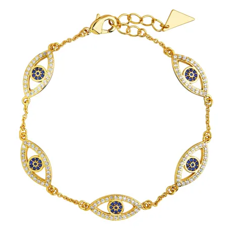 Sterling Forever - Gold Evil Eye Bracelet With Cz