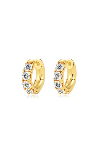 Classicharms-Daniela Gold Huggie Hoop Zirconia Earrings