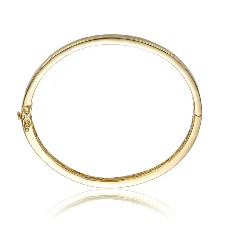 Rachel Glauber 14k Gold Plated with Bezel Set Clear Cubic Zirconia Bangle Bracelet