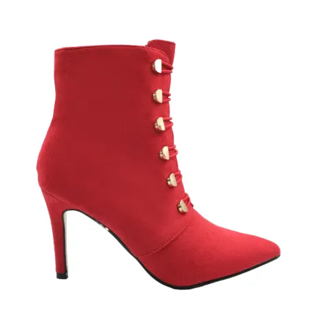 Where's That From - Womens/Ladies Blythe Faux Suede Pointed Button Detail Mid Heel Ankle Boots