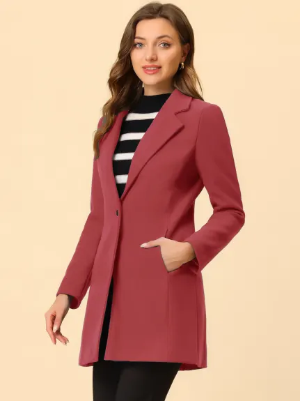 Allegra K- Classic Notched Lapel Long Overcoat