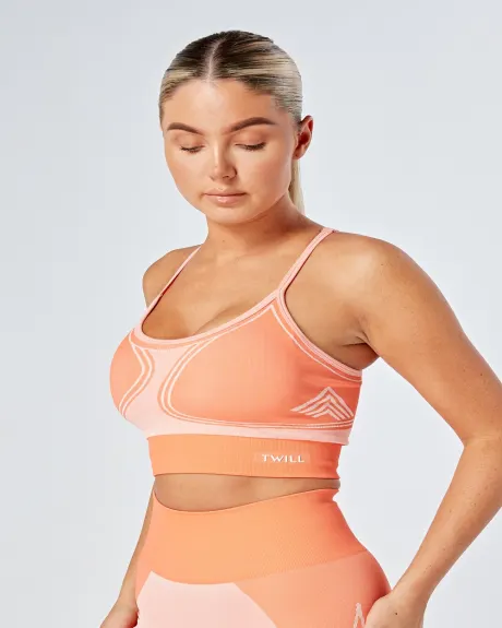 Twill Active - Recycled Colour Block Body Fit Seamless Sports Bra - Corail