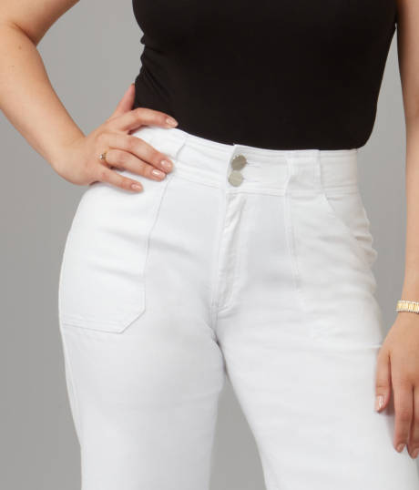 Lola Jeans COLETTE-WHT High Rise Wide Leg Jeans