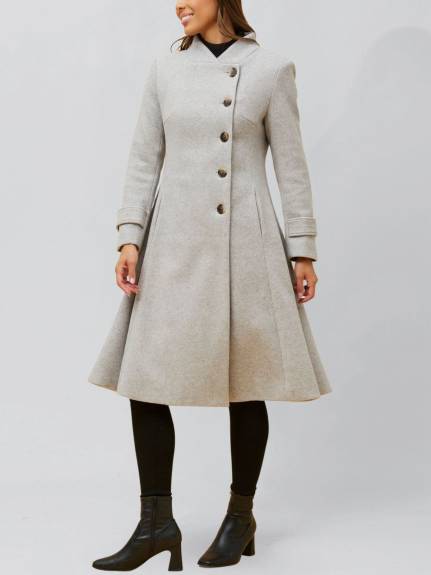 Annick - Harper Manteau Évasé Rétro Boutons Latéraux