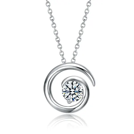 Stella Valentino Sterling Silver with 1ct Lab Created Moissanite Open Eternity Circle Swirl Pendant Necklace