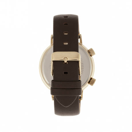 Simplify - The 3300 Leather-Band Watch - Dark Brown/Grey