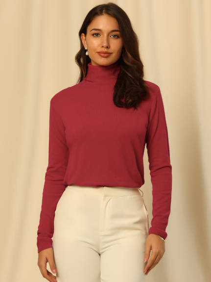 Hobemty- Pullover Turtleneck Knit Top