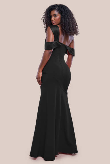 Goddiva - One Shoulder Satin Band Maxi Dress