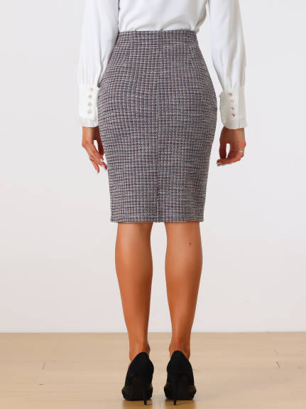 Allegra K - Pencil Tweed Winter Classic Skirt