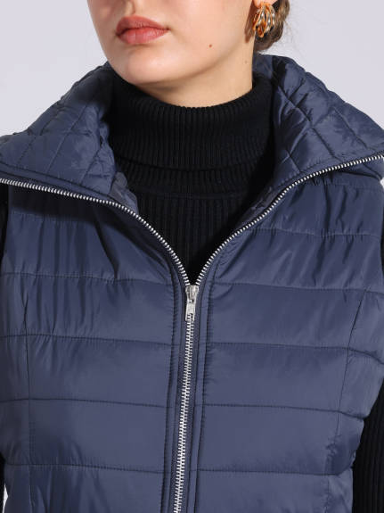 INSPIRE CHIC - Sleeveless Quilted Winter Hoodie Vest